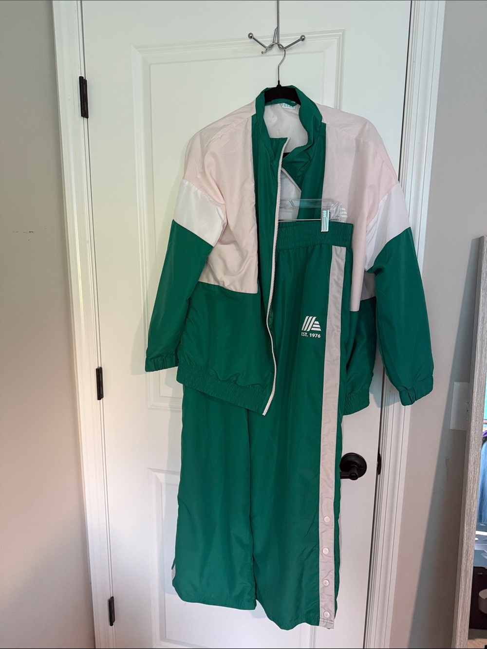 ALDI branded Green and Pink Colorblock Windbreaker Jacket
